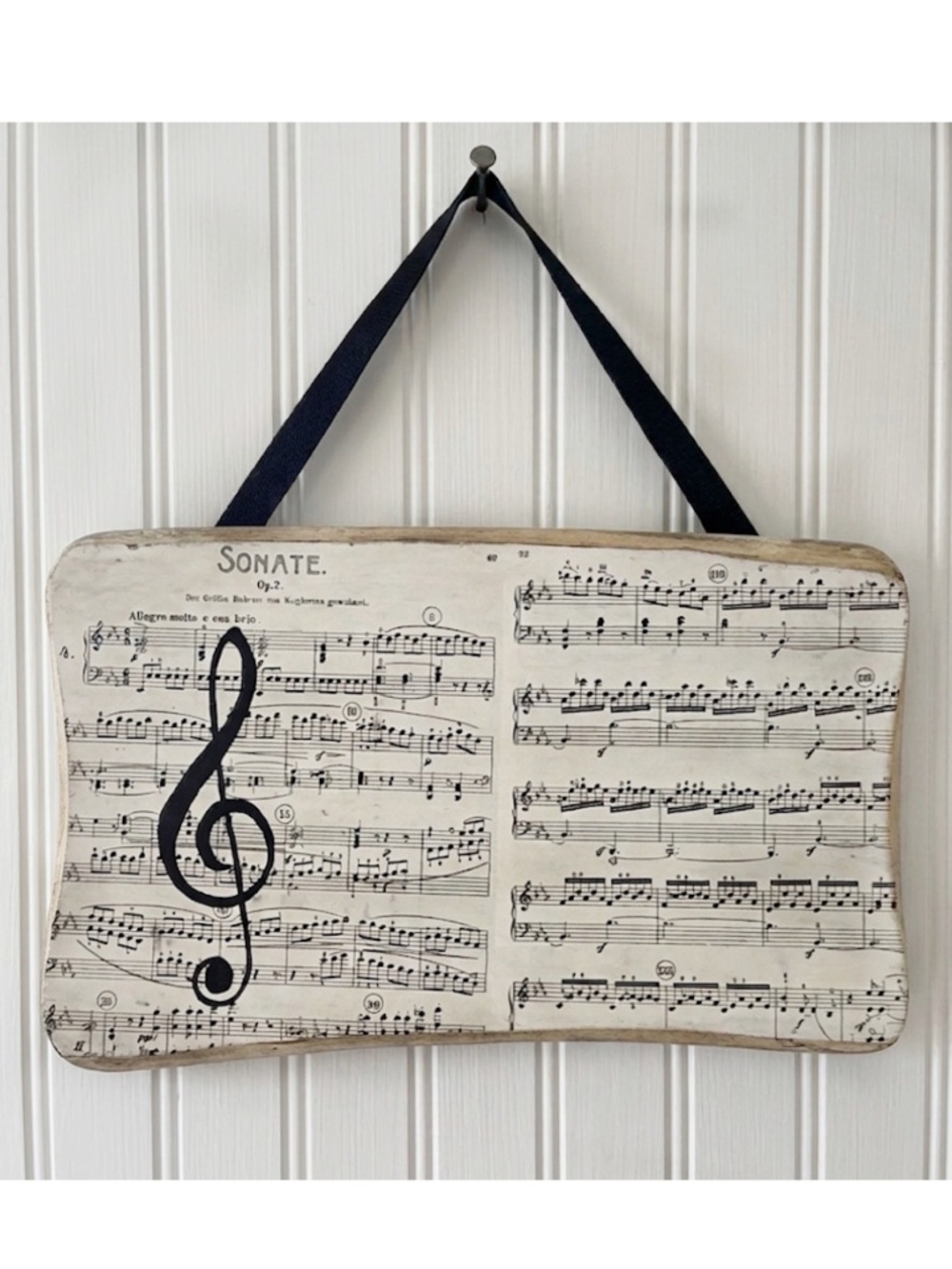 Handcrafted Music Wall Hanging Classical Beethoven Wood Plaque Vintage 1980’s